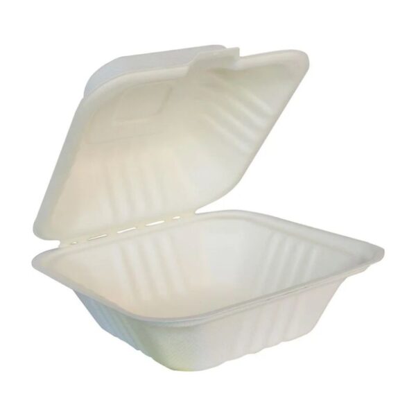 Eco-Craze - 6x6 Bagasse Clamshell Container - Image 2