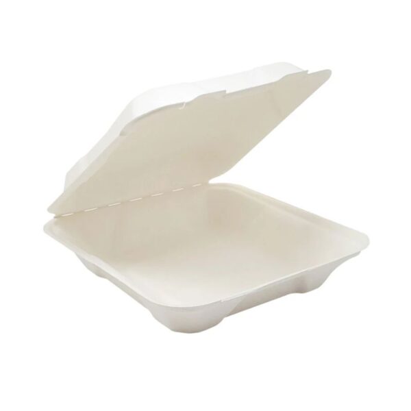 Eco-Craze - 8x8 Bagasse Clamshell Container - Image 2
