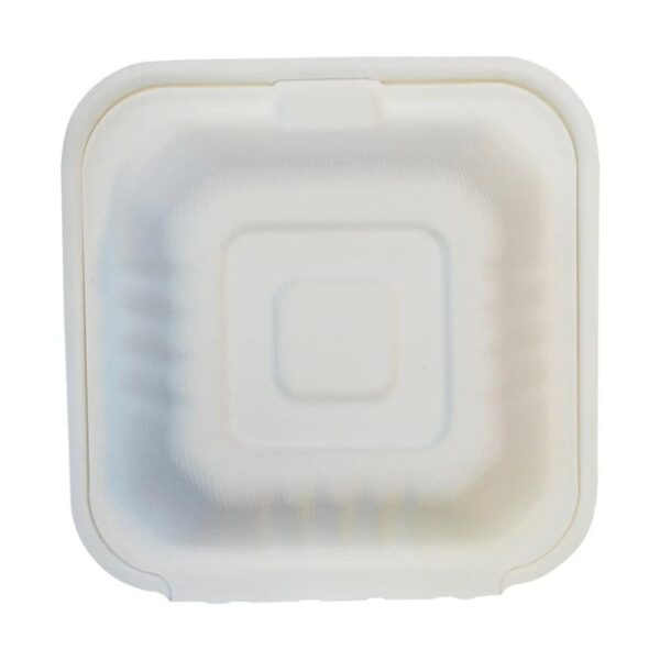Eco-Craze - 6x6 Bagasse Clamshell Container - Image 3