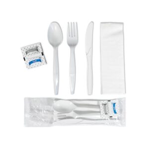 Value+ - Medium Heavy - Cutlery Kit / Meal Kit - 6pcs - White - F/K/TS/N/S&P - MK-611