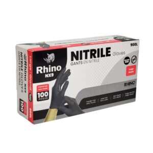 Rhino - NX9 - Black Nitrile Gloves - PF - Large - 900L