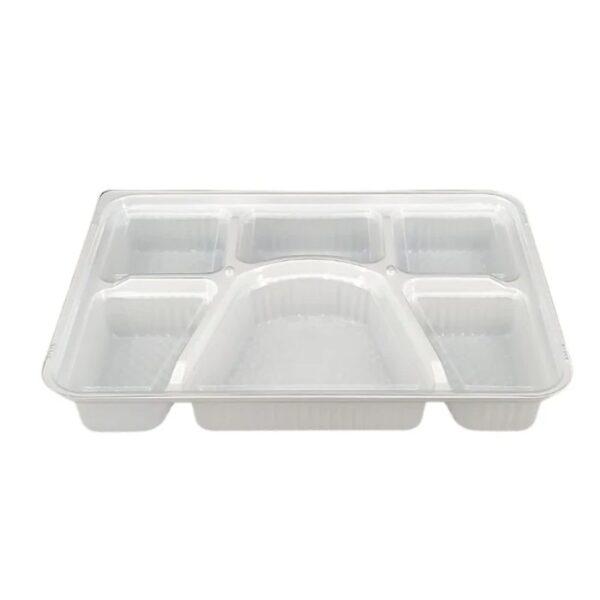 Take Out Tray - 6 Comp. - Combo - Black/White (Thali)