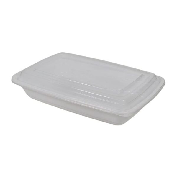Value+ - 24oz Rectangle Plastic Container Set w/Lid - White